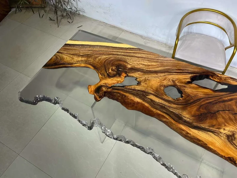 Live Edge Epoxy Resin Dining Table in South American Walnut Wood