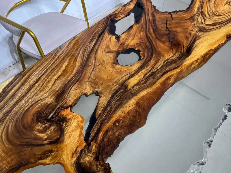 Live Edge Epoxy Resin Dining Table in South American Walnut Wood