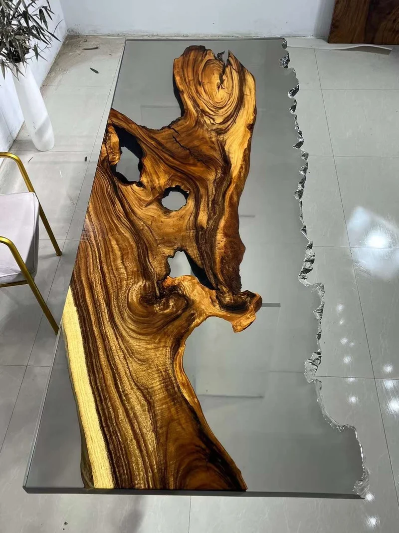 Live Edge Epoxy Resin Dining Table in South American Walnut Wood