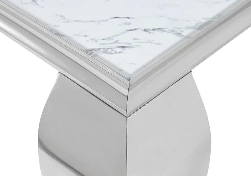 Console d'entrée design marbre blanc argent - Neo
