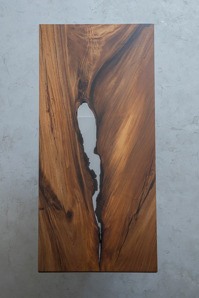 Haven Full Walnut Wood Brown Epoxy Resin Table