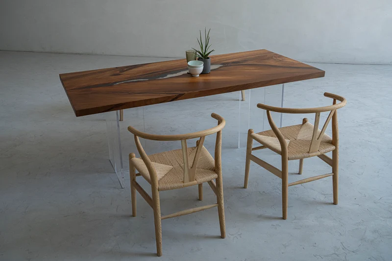 Haven Full Walnut Wood Brown Epoxy Resin Table