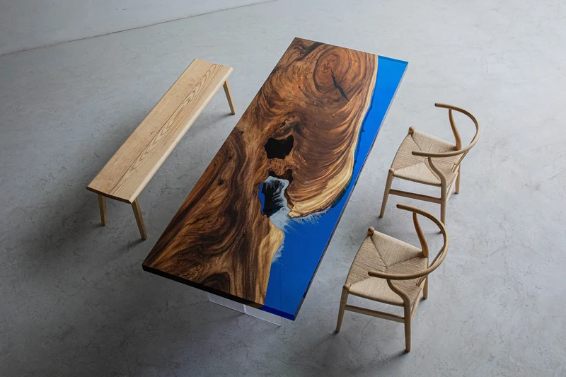 Epoxy Resin Solid Wood Dining Table