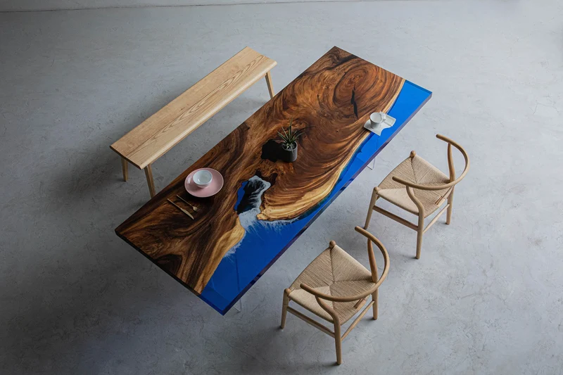 Epoxy Resin Solid Wood Dining Table