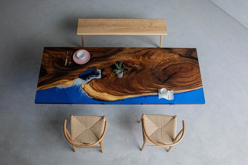 Epoxy Resin Solid Wood Dining Table
