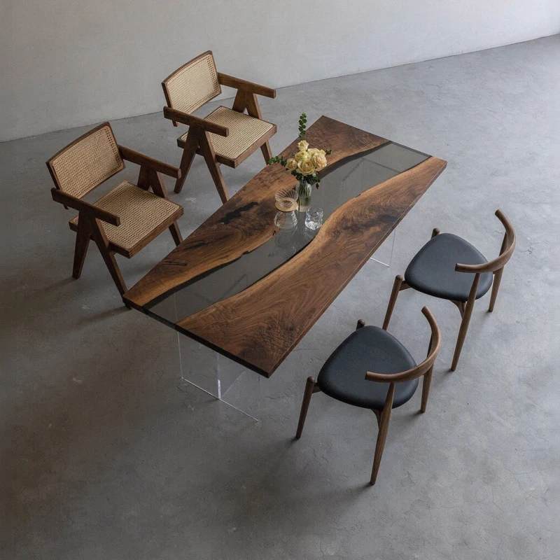 Custom solid America walnut Epoxy Resin River Table