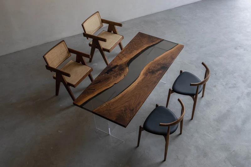 Custom solid America walnut Epoxy Resin River Table