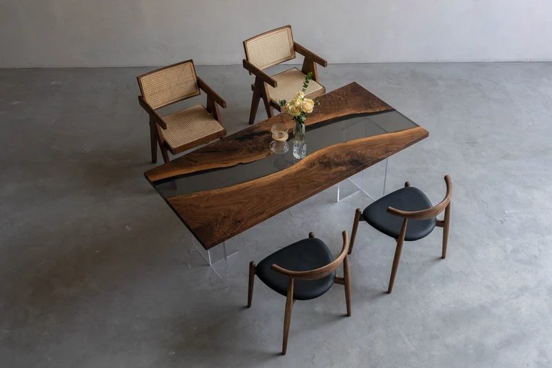 Custom solid America walnut Epoxy Resin River Table