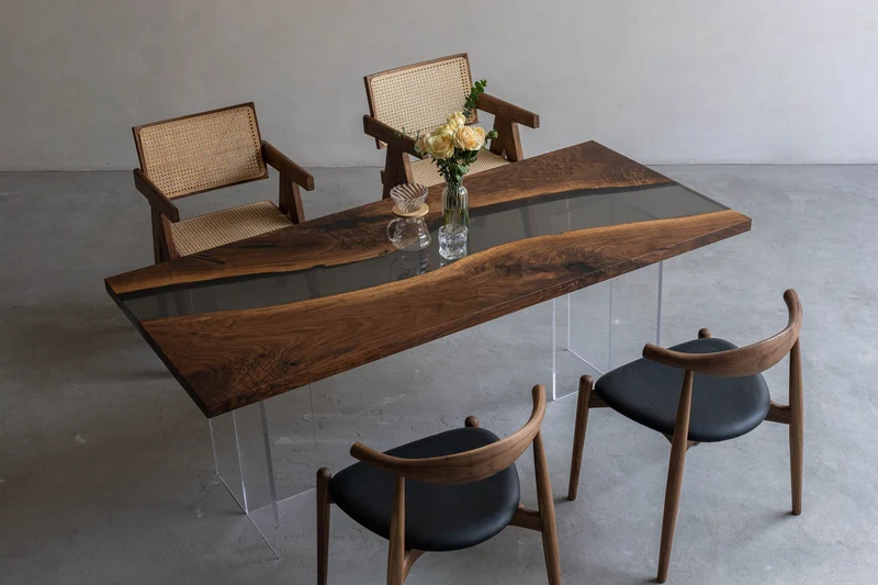 Custom solid America walnut Epoxy Resin River Table
