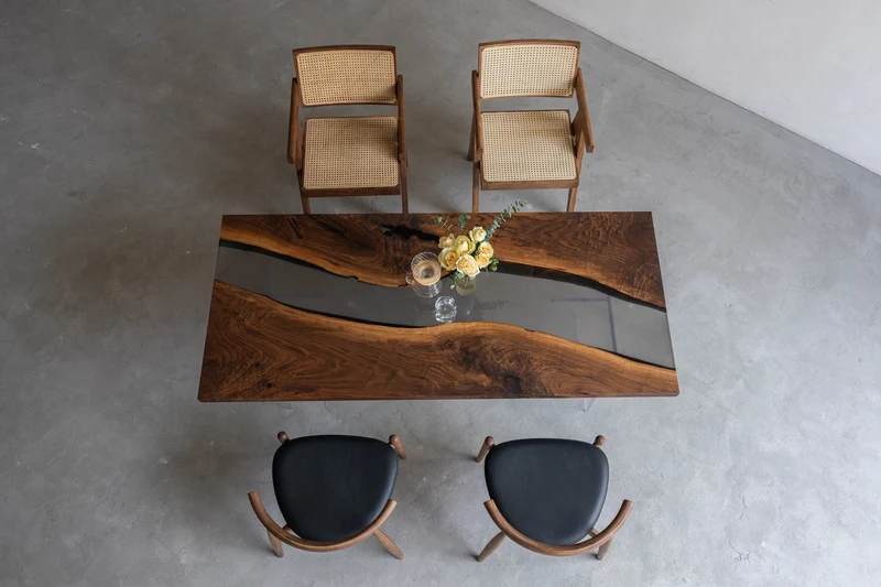 Custom solid America walnut Epoxy Resin River Table