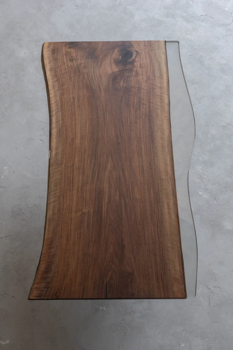 Solid Walnut Wood Coffee Table with Black Epoxy River