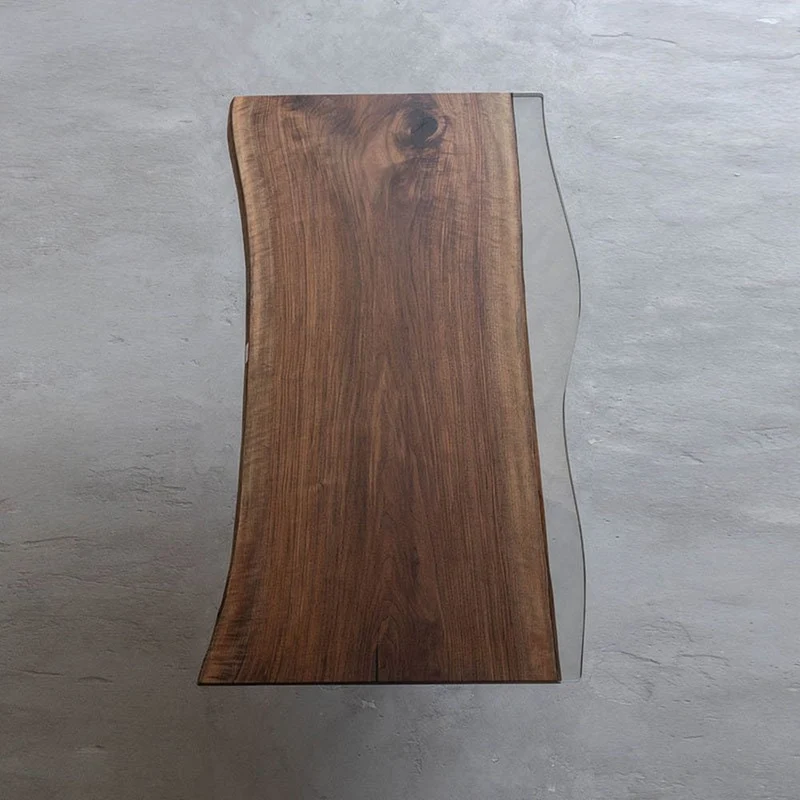 Solid Walnut Wood Coffee Table with Black Epoxy River