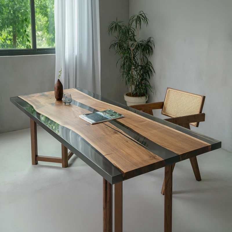 Large black walnut wood Epoxy Dining Table