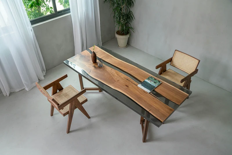 Large black walnut wood Epoxy Dining Table