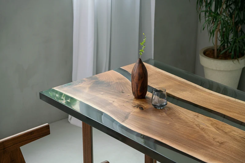 Large black walnut wood Epoxy Dining Table