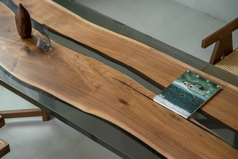 Large black walnut wood Epoxy Dining Table
