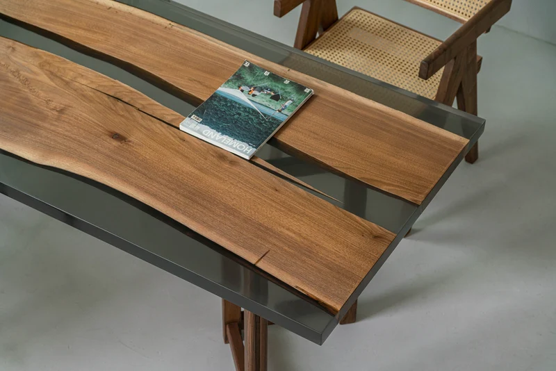Large black walnut wood Epoxy Dining Table