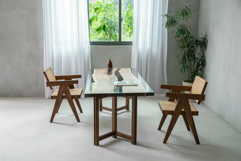 Large black walnut wood Epoxy Dining Table