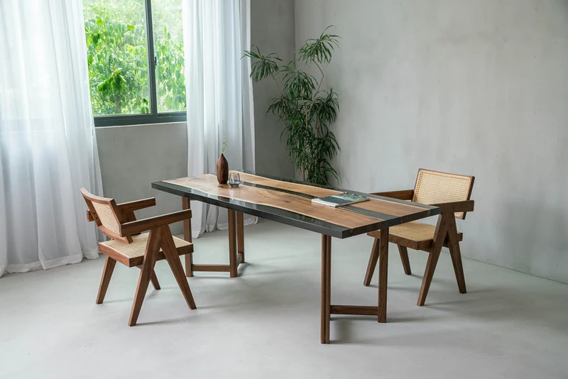 Large black walnut wood Epoxy Dining Table