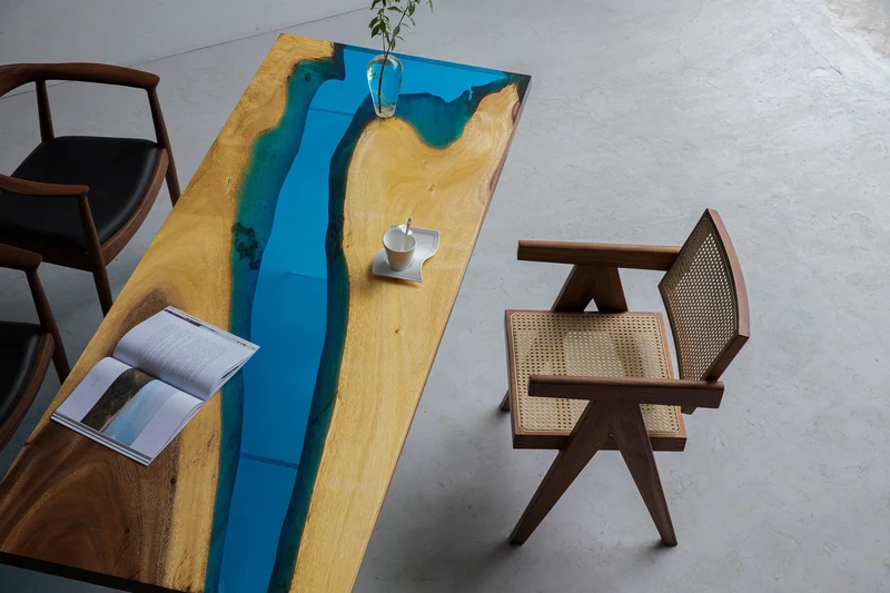 Multiple Color Changes River Epoxy Resin Table
