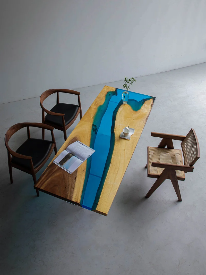 Multiple Color Changes River Epoxy Resin Table
