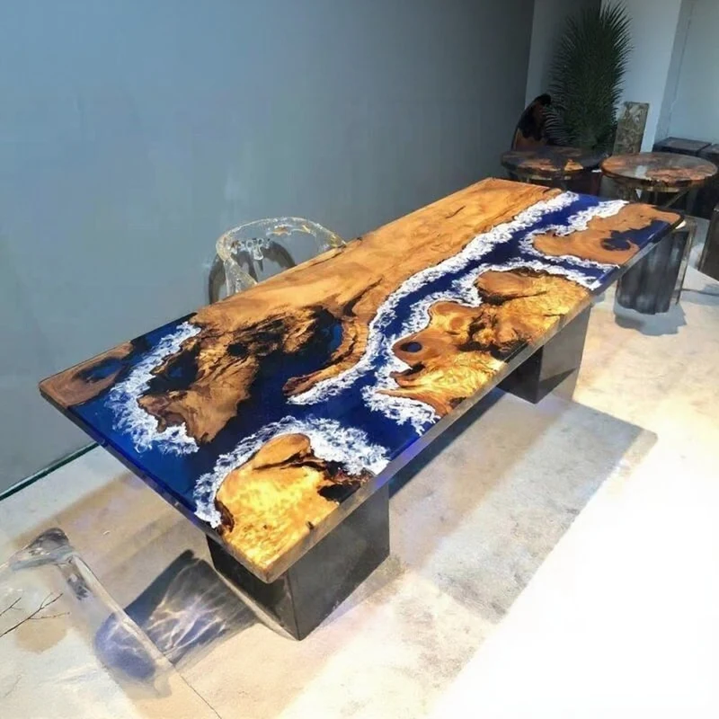 Custom Camphor Wood River Epoxy Resin Table