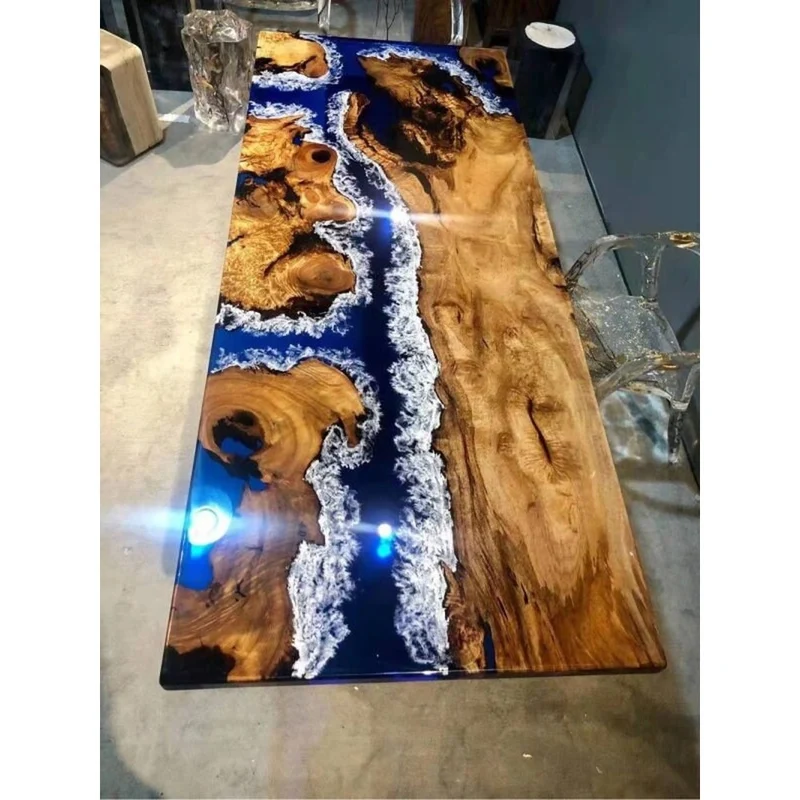 Custom Camphor Wood River Epoxy Resin Table