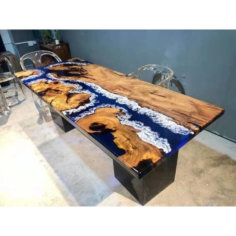 Custom Camphor Wood River Epoxy Resin Table