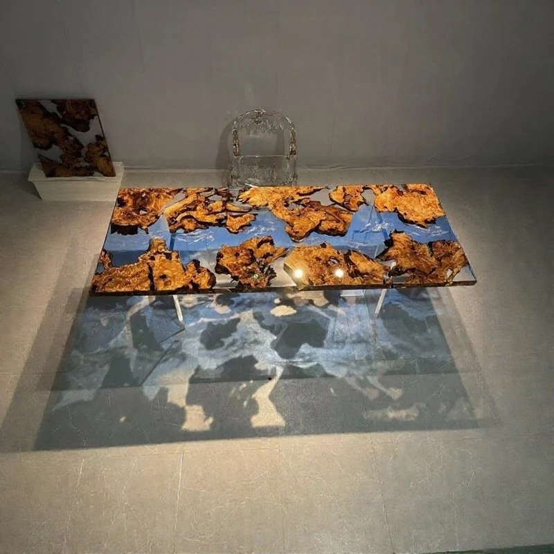 Unique Live Edge Epoxy Resin Table - River Camphor Wood