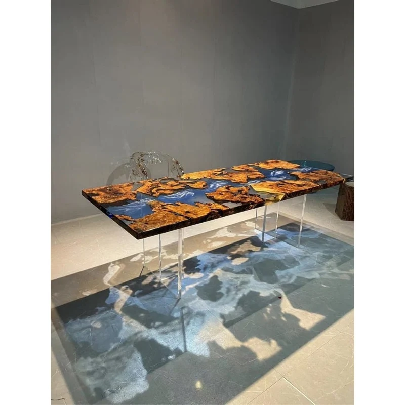 Unique Live Edge Epoxy Resin Table - River Camphor Wood