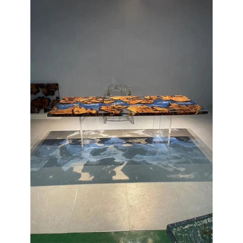 Unique Live Edge Epoxy Resin Table - River Camphor Wood