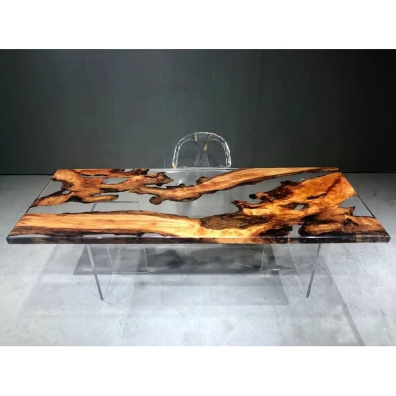 Eclipse Irregular Shape Camphor Wood Epoxy Resin Table