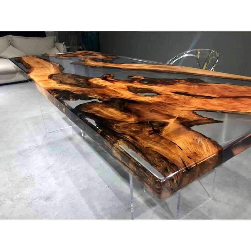 Eclipse Irregular Shape Camphor Wood Epoxy Resin Table