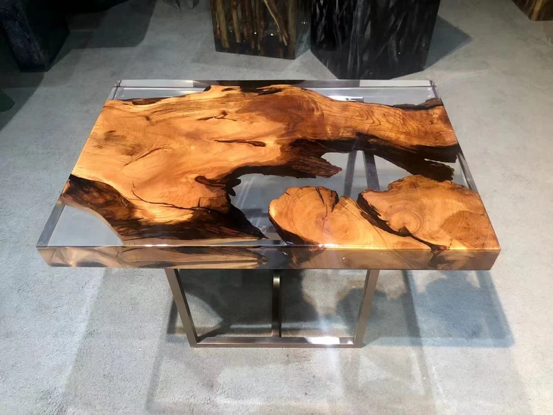 Eclipse Irregular Shape Camphor Wood Epoxy Resin Table