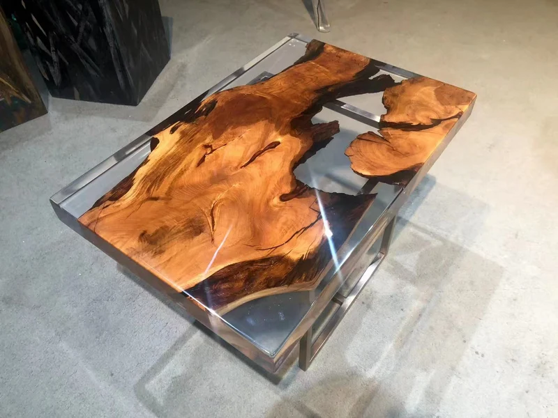 Eclipse Irregular Shape Camphor Wood Epoxy Resin Table