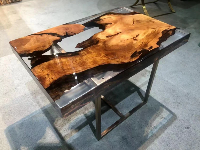 Eclipse Irregular Shape Camphor Wood Epoxy Resin Table