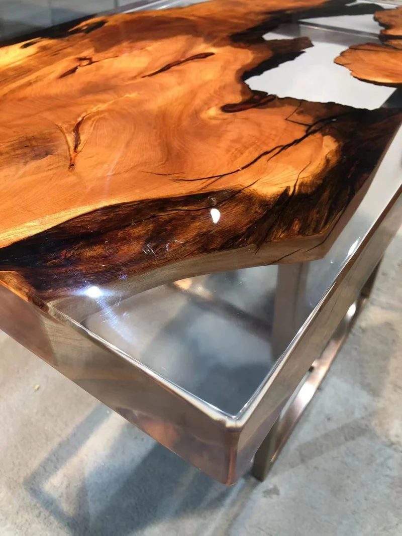 Eclipse Irregular Shape Camphor Wood Epoxy Resin Table
