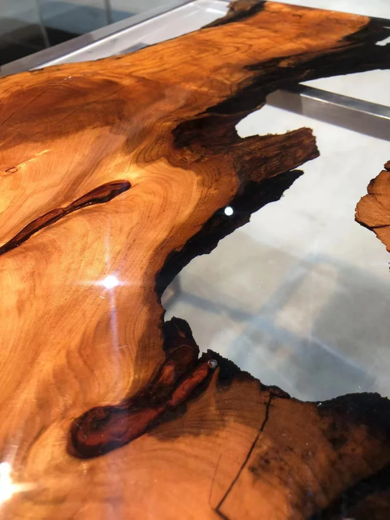 Eclipse Irregular Shape Camphor Wood Epoxy Resin Table