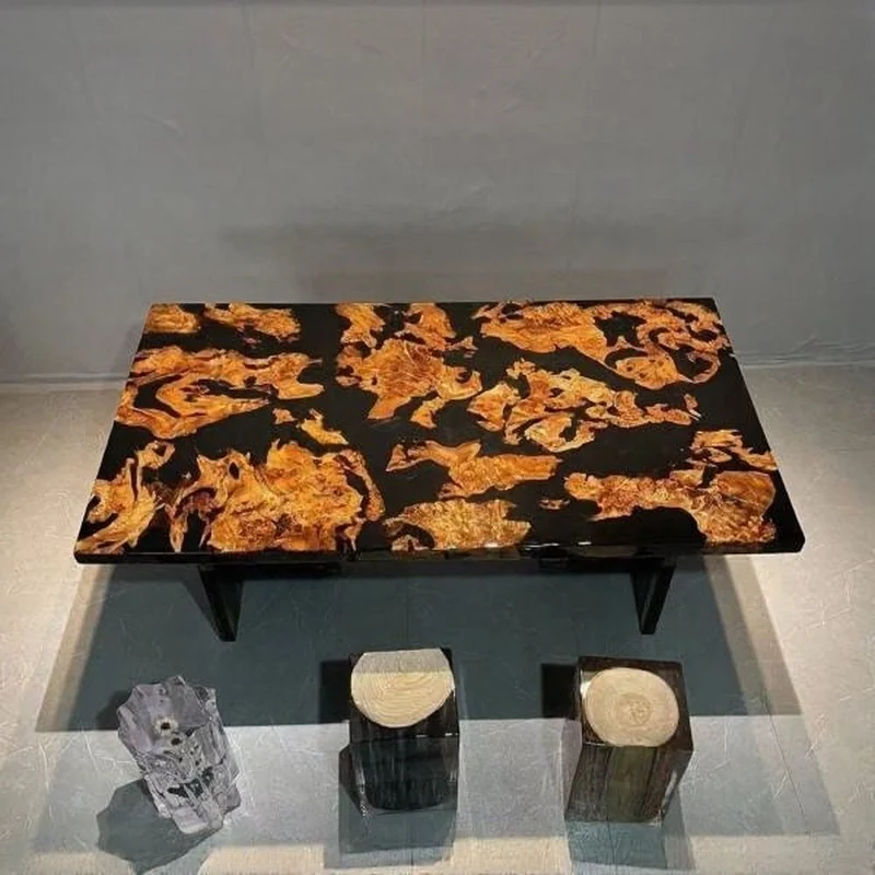 Geometry Brown Epoxy Resin Coffee Table