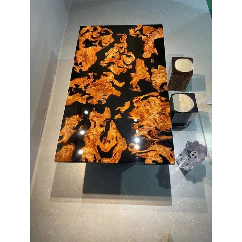 Geometry Brown Epoxy Resin Coffee Table