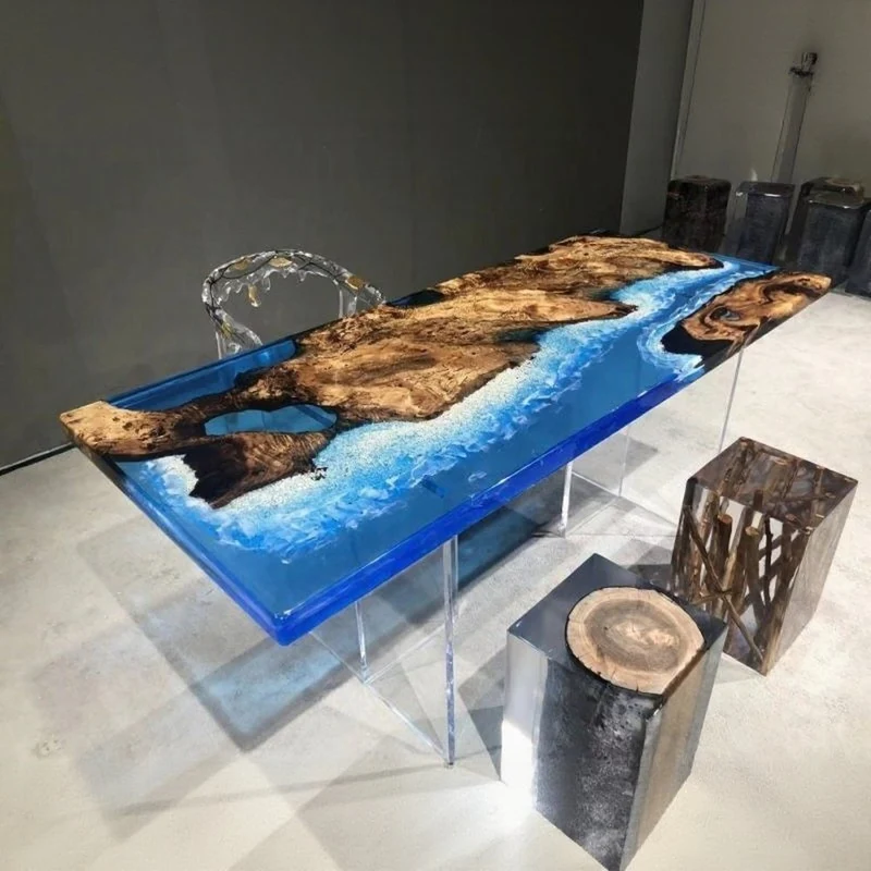 Shadow River Solid Wood Resin Epoxy Table