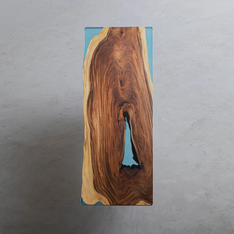 Light Blue Epoxy Resin Center Dining Table Top