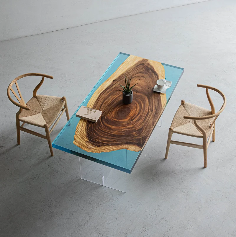 Aether Two-Color Single Wood Epoxy Resin Dining Table