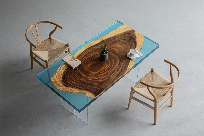 Aether Two-Color Single Wood Epoxy Resin Dining Table