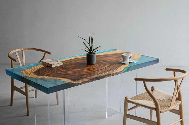 Aether Two-Color Single Wood Epoxy Resin Dining Table