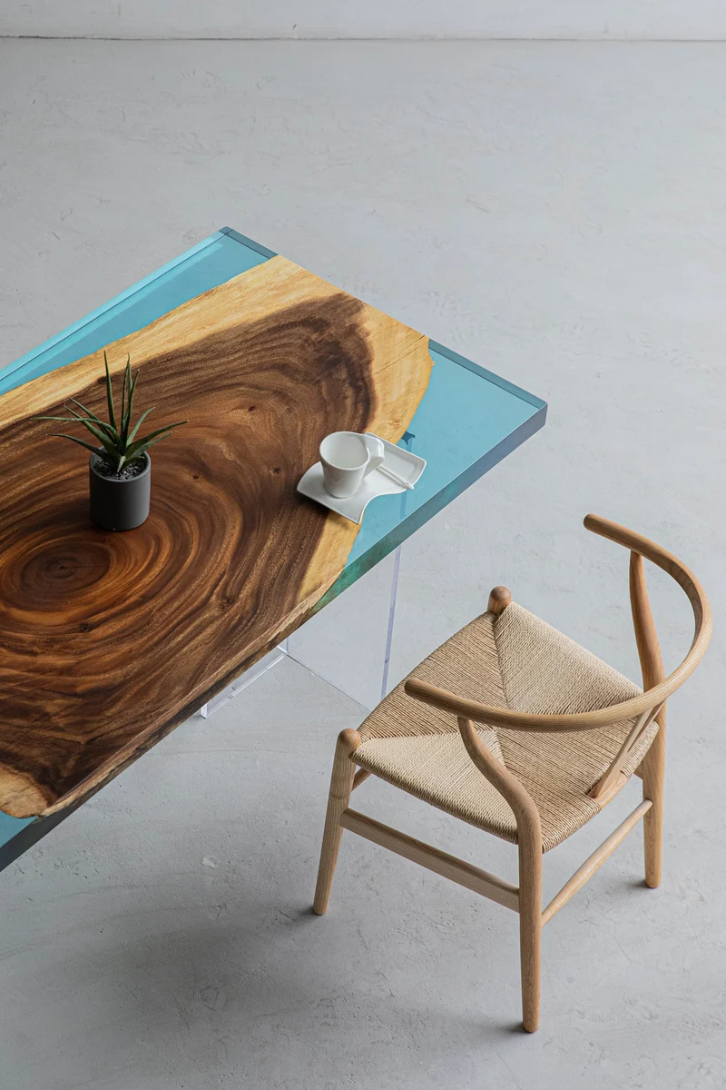 Aether Two-Color Single Wood Epoxy Resin Dining Table