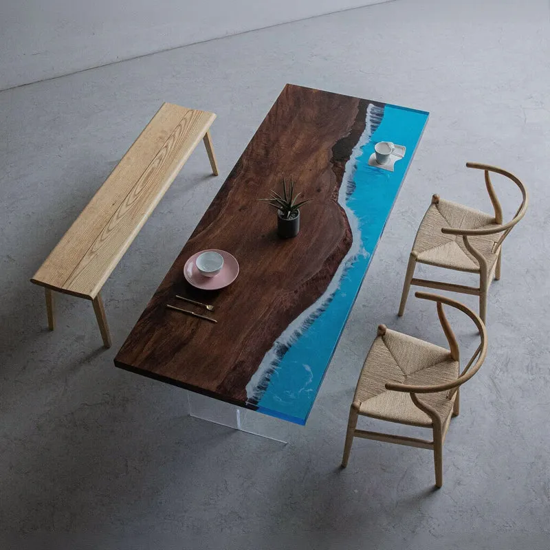 Artistic Blue Color Resin Table