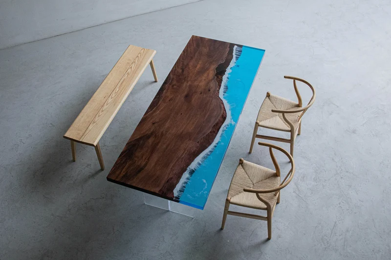 Artistic Blue Color Resin Table