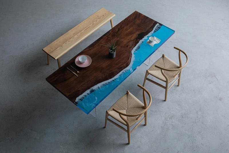 Artistic Blue Color Resin Table