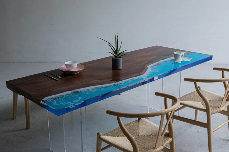 Artistic Blue Color Resin Table